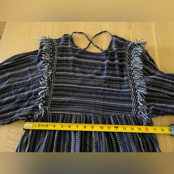 Blue Rain| Francesca’s Beachy Boho Long Sleeve Blouse with Fringe Accents••• - Picture 8 of 10